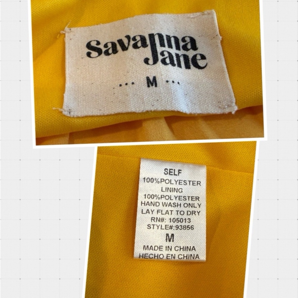 Savanna Jane Yellow Embroidered Boho Tunic top Size M Flowy Ruffle Sleeve - Picture 11 of 11